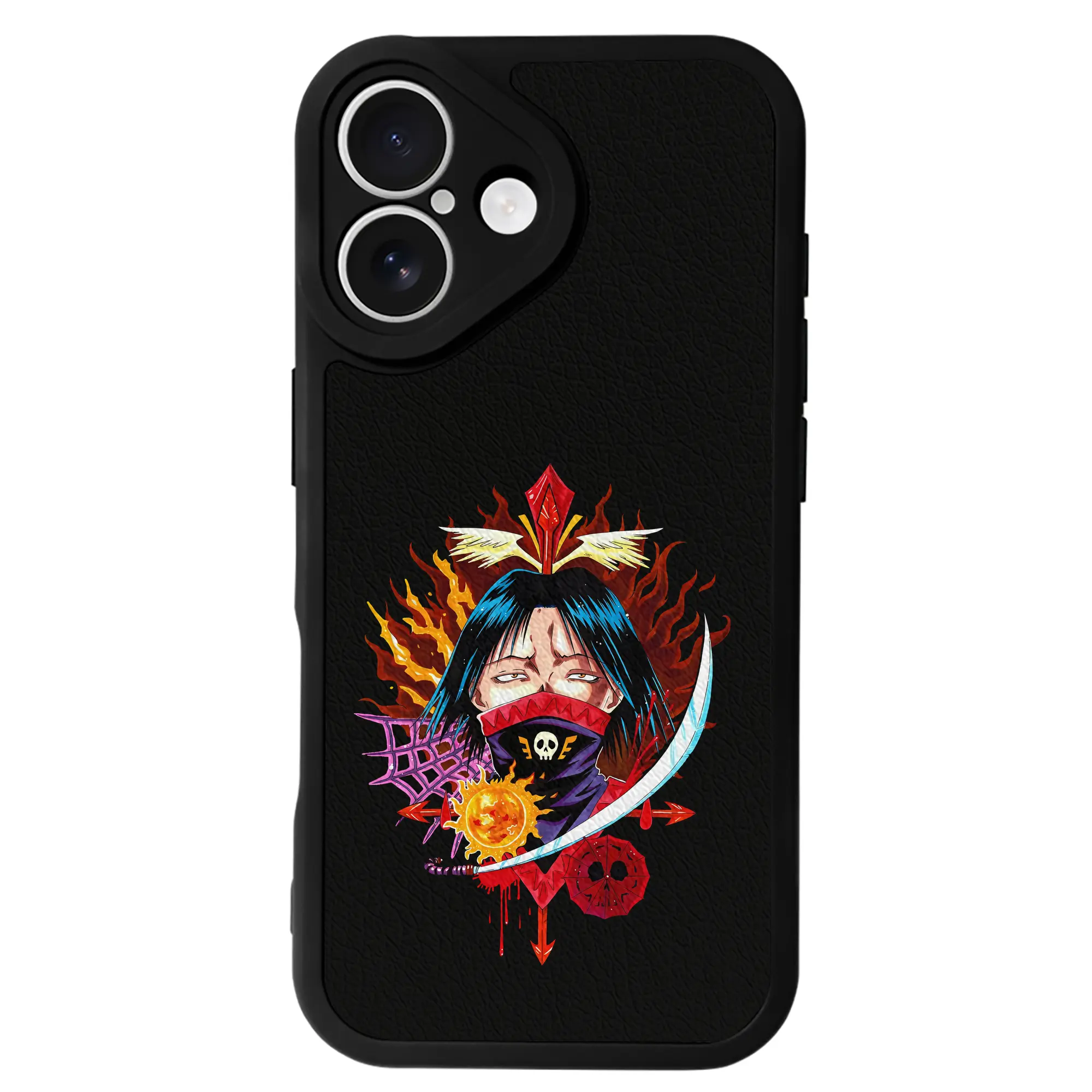 ハンター×ハンター グッズ フェイタン＝ポートオ - IPhone 16シリーズ対応 ・ シリコンスマホケース ・ レザー調 ・ 高精度フィット ・ 耐衝撃 ・ ワイヤレス充電対応 ・ 精密カット